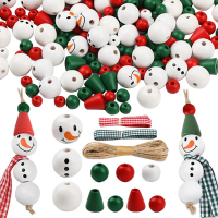 【子玄】白色系雪人系列串繩 木製手工串珠(DIY聖誕勞作 聖誕串珠 雪人串珠 聖誕手作)