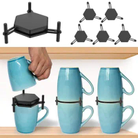 6Pcs Coffee Mug Organizer Storage Stacker Kitchen Cabinet Stackable Shelf Cups Storage Gadget Space Saver Shelf For Cups Supplie