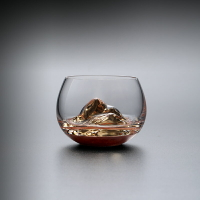 觀山水晶玻璃小茶杯功夫茶主人杯單杯防燙個人茶具杯子喝茶藏金杯