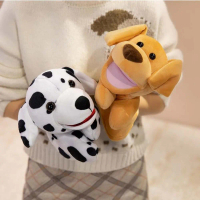 Mainan Plush Penceritaan Boneka Tangan Anjing Kuning Kecil Lembut Pendidikan Awal Boneka Cerita Jari