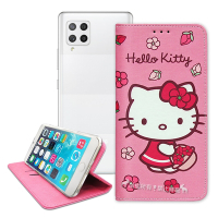 三麗鷗授權 Hello Kitty 三星 Samsung Galaxy A42 5G 櫻花吊繩款彩繪側掀皮套