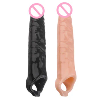 Reusable Silicone Penis Sleeve Delay Ejaculation Cock Sleeve Enlarger Super Soft Penis Extender Couples Condom Sex Toys for Men