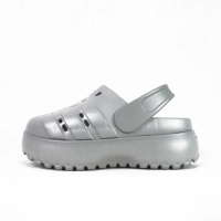 adidas 愛迪達 Adilette Clog Platform 女 涼拖鞋 休閒 厚底 銀灰(JQ9879)