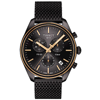 TISSOT 天梭 官方授權 PR100 經典米蘭帶計時手錶 送禮推薦-鍍黑/41mm T1014172306100