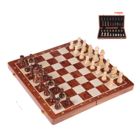 Professional Chess Game International Chess 4 Queen Wooden Chess High Grade Travel Chess Set Folding Chessboard 39*39 cm Gift