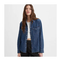 【LEVIS 官方旗艦】女款 西部牛仔襯衫 / 精工深藍色水洗 / 龐克特色鉚釘 上衣 熱賣單品 16786-0016
