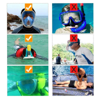 Alat Menyelam TaffSPORT Snorkeling Full Face Size L/XL untuk Xiaomi GoPro - M2068G - Black Viral