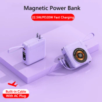 Magnetic Power Bank 20000mAh Fast Wireless Charger Quick Charge Powerbank for iPhone Xiaomi Huawei External Battery Builts Plug