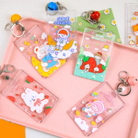 Cartoon Acrylic Bus Card ID Card Protection Holder Bags Case with Bell Korean Student Card Cover Sleeve Transparent Cute Gift