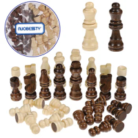 NUOBESTY 32pcs Wooden Chess Pieces 25 Inch Chess Set Weighted Figurine Pieces (Chess Pieces Only)