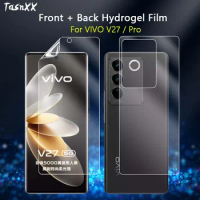 2 in 1 Front / Back Screen Protector For VIVO V27 Pro V27E Clear Full Cover Soft Repairable Hydrogel Film -Not Tempered Glass