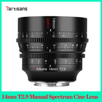 7artisans 14mm T2.9 Camera Lens Full Frame Large Aperture Manual Spectrum Cine Lens For Sony E ZVE10 Nikon Z Leica Canon R5