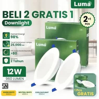 LUMA Lampu Plafon LED Downlight 12 Watt 12W 960L E27 170-240V Lampu Downlight LED 3 Warna Putih / Na