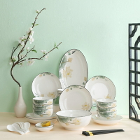 裕行北歐陶瓷中國風餐具套裝碗碟套裝盤子碗筷魚盤套裝蓮年有魚