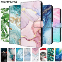 Marble Leather Case For Samsung Galaxy S23 / S23+ / S23 Ultra Flip Cover Stand Wallet Book Protective Case for Galaxy S 23 Plus