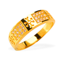 【福西珠寶】買一送一9999黃金戒指 宣告自由戒指窄版 十字架樣式 寶石風(金重：1.55錢+-0.03錢)