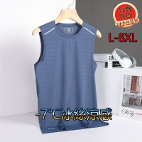 【臺灣現貨】L-8XL大尺碼冰絲涼感衣 男背心 無袖排汗上衣 吸濕排汗運動背心 無袖背心排汗衫 吊嘎 健身服跑步運動上衣