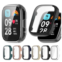 PC+Glass Protective Case For Redmi Watch 3 Active/Lite Full Screen Protector Shell Frame Cover