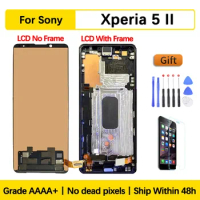 6.1" For Sony Xperia 5 II LCD SO-52A XQ-AS52 Screen Assembly With Front Case Display Touch Glass, Repair Parts
