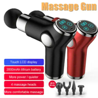 LCD Electric Massage Machine Massager Fascial Gun Deep Tissue Percussion Muscle Gun For Pain Relief Body Neck Vibrator Fitness