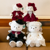 新款情侶壓床娃娃泰迪熊毛絨玩具公仔玩偶結一對婚禮物婚慶娃娃