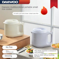 DAEWOO Multi-functional Mini Electric Rice Cooker Hot Pot Noodle Cooker Home Dormitory 1-2 Person Meal 1.2L Smart Rice Cooker