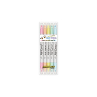JAVA ปากกาเน้นข้อความ 2หัว JAVA DUPLEX สีพาสเทล-แพ๊ค5สี