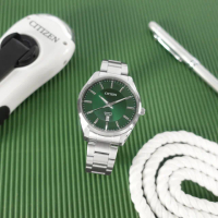 【CITIZEN 星辰】簡約時尚 日期 防水100米 日本機芯 不鏽鋼手錶 綠色 42mm(BI1031-51Z)