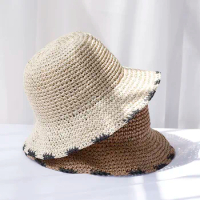 new Straw Hats crochet hat bucket hat UV Protection Sun Visor Beach Hats Women Visors Foldable Female Women Summer Sun hat