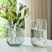 玻璃花瓶  網紅ins風U形玻璃花瓶簡約透明水養鮮花玫瑰百合花瓶客廳裝飾擺件