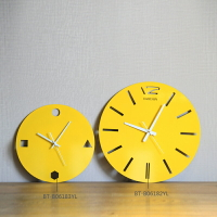 創意北歐樣板房鐵藝黃色掛鐘擺件現代時尚簡約客廳臥室時鐘墻掛表