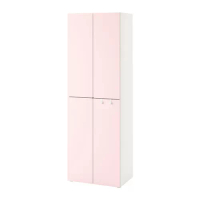 SMÅSTAD 衣櫃/衣櫥, 白色 淺粉紅色/附2支吊衣桿, 60x42x181 公分