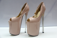 # ส้นเข็ม 19cm หนังสิทธิบัตรปากปลาแพลตฟอร์มกันน้ำรู้สึกไนท์คลับ Pole Dance รองเท้าผู้หญิงไซส์ใหญ่เกล