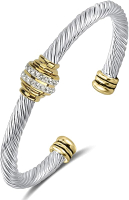 Tiyad Cable Bracelet Stainless Steel Vintage Twisted Wire Composite Open Bangle Bracelet Adjustable 