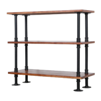 落地實木置物架客廳層板架(黑色三層2公分實木板，80*30*74) 