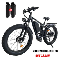 Upgraded Smlro V3 2000W Double Motor 22.4ah Mountain Ebike Snow Beach Bike 26*4.0 Fat Tire AWD Electric Bicycles Full Suspension