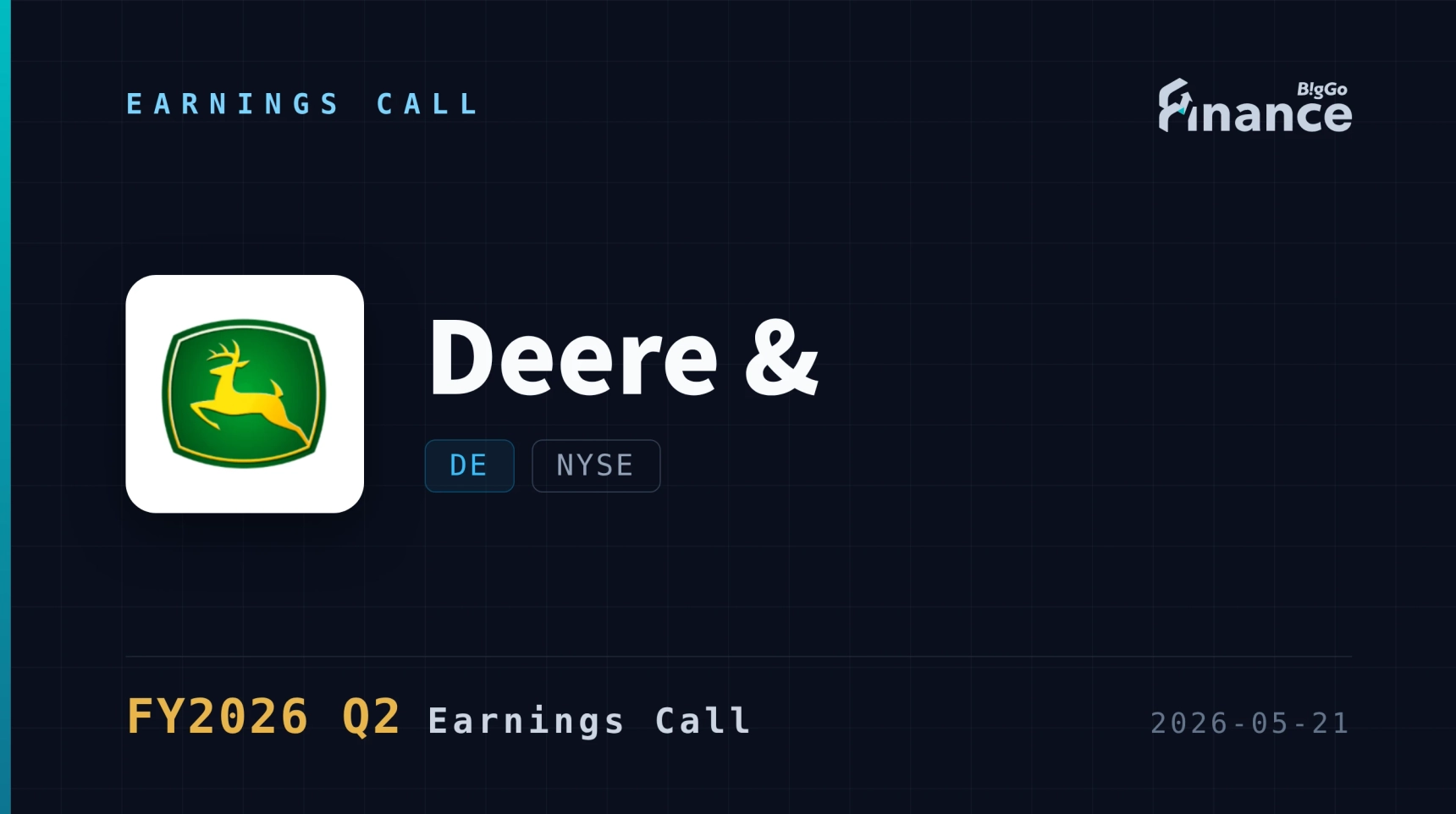 [Deere & Q2 2026 Earnings Call] Deere Q2 Profit $1.77B as Construction Surges 29%; Raises Sales Outlook, Sees Ag Bottom in 2026