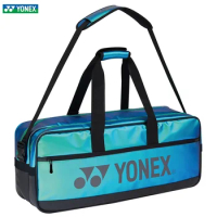 Yonex Original Korean Version Laser PU Leather Badminton Racket Bag Waterproof Tournament Badminton Bag for 6-8Pcs Rackets Blue
