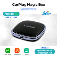 QualComm 6115 CarPlay AI Box Android 13 RAM 8GB 8 Core Snapdragon 662 SM6115 Applepie Ultra Wireless Smart USB Adapter 4G SIM