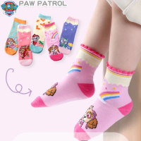 5pcs/set Original Paw Patrol Children Cotton Socks Print Skye Marshall Eeverest Kids Mid-calf Socks Cartoon Peripherals Gifts