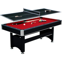 Spartan 6-ft Pool Table with Table Tennis Top - Black with Red Felt