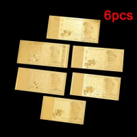 6Pcs Malaysia Gold Foil Banknote Ringgit Currency Note Collection Gift Souvenirs