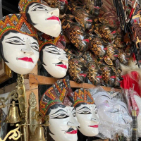 Satu Set Topeng Rama Shinta Versi Warna Putih Topeng Printing Topeng Nuansa Kebudayaan Hiasan Dindin