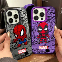 Cartoon Deadpool SpiderMan Case for Apple iPhone 11 13 15 Pro Max 14 Plus 12 Mini Back Phone Cover Shockproof Protective Funda