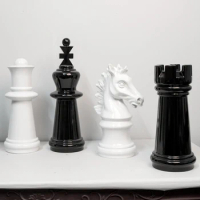 Chess Ornaments Big Resin Chess Pieces International Chess Figurines Retro Home Decor Simple Modern Chessmen