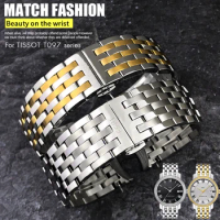316L Stainless Steel 14mm 20mm Watchband for Tissot T097 T097407 T097410A Silvr Watch Strap Bracelets Tools Men Women
