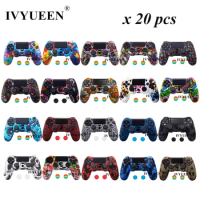 IVYUEEN 20 PCS for Sony Dualshock 4 PS4 Pro Slim Wireless Controller Silicone Case Protection Skin Thumb Stick Cover Accessories