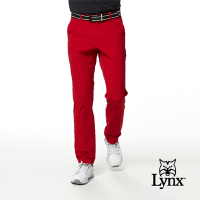 【Lynx Golf】Korea 男款隱形拉鍊設計素面平口休閒長褲-紅色
