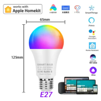 Homekit-Smart Wi-Fi Light Bulb, Multicolor Dimmable LED Bulb, E27 Lamp, Siri, Alexa, Google, SmartThings, Alice HA, 18W
