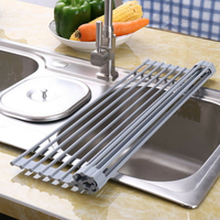 現貨硅膠瀝水架濾水架不銹鋼折疊廚房置物架水槽碗筷架